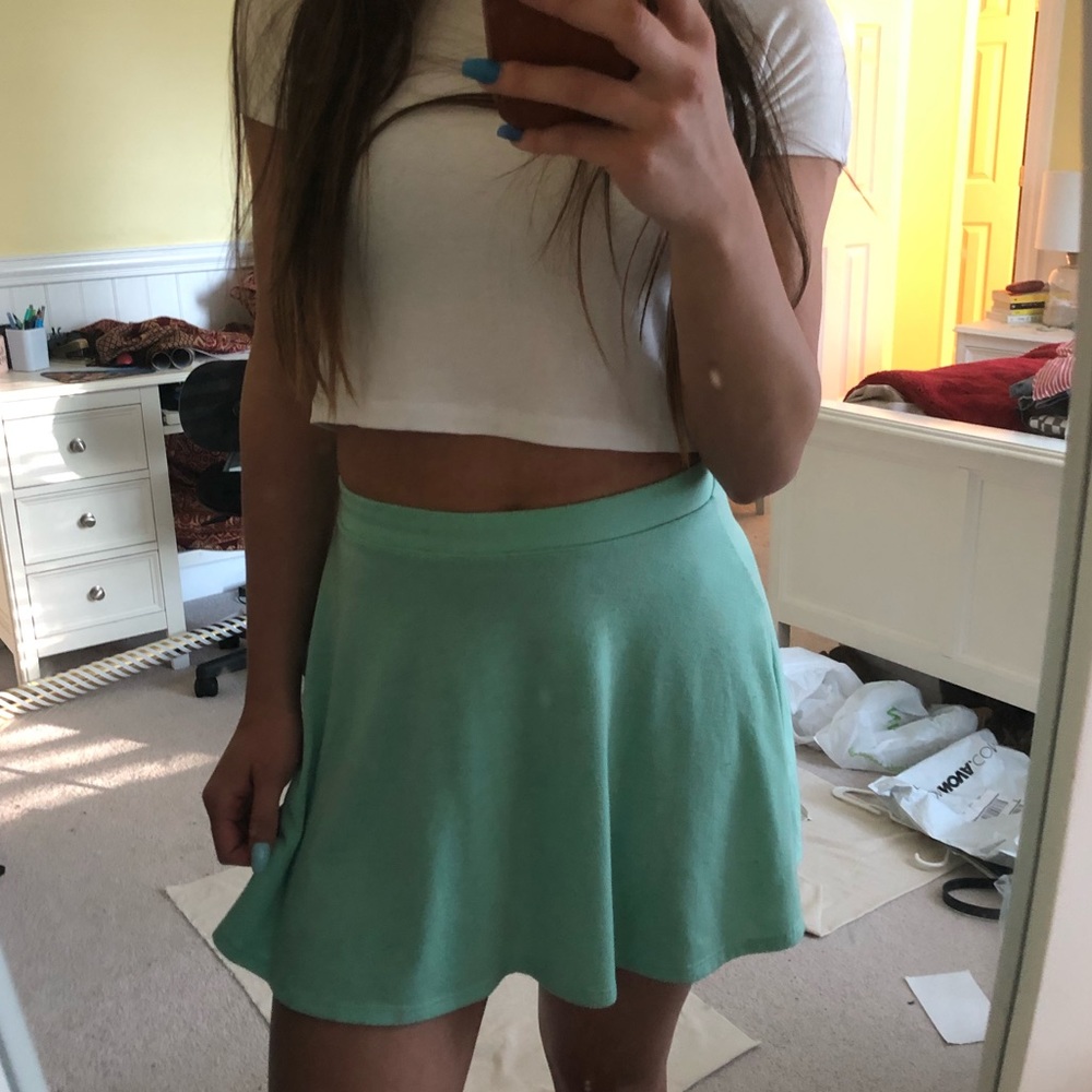 Stretch Waist Mint Green Skater Skirt